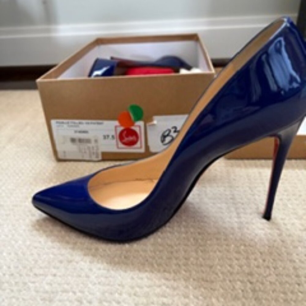 Royal blue patent Louboutin pumps
